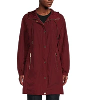 MICHAEL Michael Kors Stand Collar Hooded Elastic Bungee Cord Waist Rain Coat