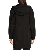 MICHAEL Michael Kors Stand Collar Hooded Elastic Bungee Cord Waist Rain Coat