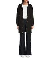 MICHAEL Michael Kors Stand Collar Hooded Elastic Bungee Cord Waist Rain Coat