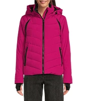 MICHAEL Michael Kors Stand Collar Hooded Raglan Sleeve Quilt Pattern Puffer Coat