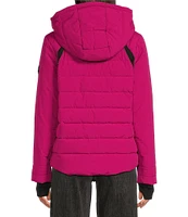 MICHAEL Michael Kors Stand Collar Hooded Raglan Sleeve Quilt Pattern Puffer Coat