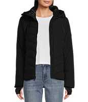 MICHAEL Michael Kors Stand Collar Hooded Raglan Sleeve Quilt Pattern Puffer Coat