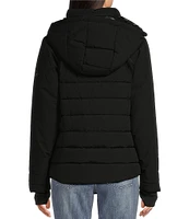 MICHAEL Michael Kors Stand Collar Hooded Raglan Sleeve Quilt Pattern Puffer Coat