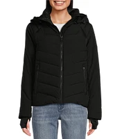 MICHAEL Michael Kors Stand Collar Hooded Raglan Sleeve Quilt Pattern Puffer Coat