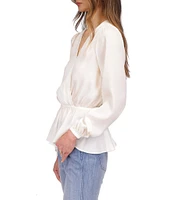 MICHAEL Michael Kors Surplice Neck Long Sleeve Peplum Top