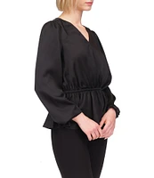 MICHAEL Michael Kors Surplice Neck Long Sleeve Peplum Top