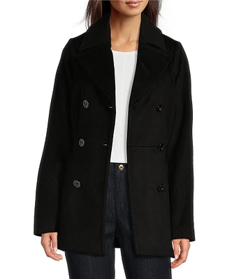 MICHAEL Michael Kors Wool Blend Notch Lapel Double Breasted Peacoat