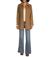 MICHAEL Michael Kors Wool Blend Point Collar Snap Pocket Zip Front Walker Jacket