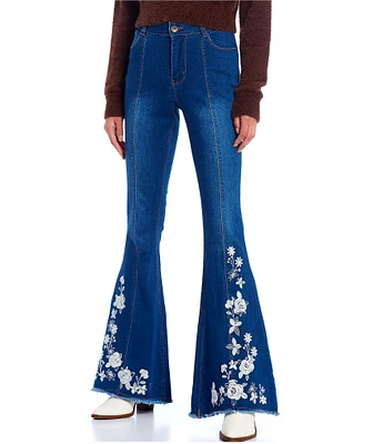 Mid Rise Embroidered Flare Jeans