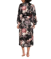 Midnight Bakery 3/4 Sleeve Satin Floral Coordinating Midi Robe