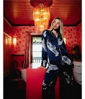 Midnight Bakery Long Sleeve Notch Collar Satin Cheetah Print Pajama Set