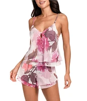 Midnight Bakery Rose Print Sleeveless V-Neck Cami Shorty Pajama Set