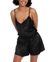 Midnight Bakery Shimmer Satin Cowl Neck Cami Shorty Set