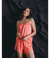 Midnight Bakery Striped Sleeveless Scoop Neck Satin Shorty Pajama Set