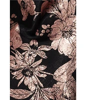 Midnight Bakery Textured Satin Sleeveless Cowl Neck Metallic Floral Chemise