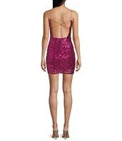 Midnight Doll 3D Sequin Spaghetti Strap Back Detail Bodycon Dress