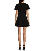 Midnight Doll Boat Neck Short Sleeve Fit-And-Flare Dress