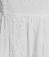 Midnight Doll Embroidered Spaghetti Strap Square Neck Bow Back Tiered Dress