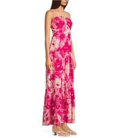Midnight Doll Floral Print Keyhole Halter Neck Maxi Dress