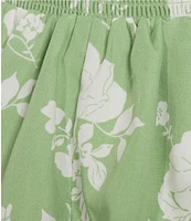 Midnight Doll Floral Print Off The Shoulder Smocked Bodice Puff Sleeve Tiered A-Line Dress