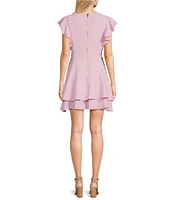 Midnight Doll Flutter Sleeve Double-Hem Fit & Flare Dress