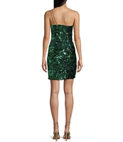 Midnight Doll One Shoulder Pattern Sequin Bodycon Dress