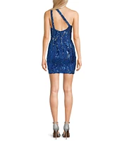 Midnight Doll One-Shoulder Sequin Back Detail Bodycon Dress