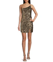 Midnight Doll One Shoulder Sequin Bodycon Dress