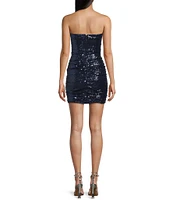 Midnight Doll Sequin Embellished Cuffed Neck Ruched Tube Dress