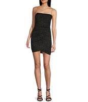 Midnight Doll Spaghetti Strap Glitter Knit Rhinestone Bodycon Dress