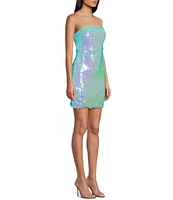 Midnight Doll Strapless Paillette Sequin Mini Dress