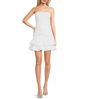 Midnight Doll Strapless Square Neck Ruffled Tiered Dress