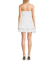 Midnight Doll Strapless Square Neck Ruffled Tiered Dress