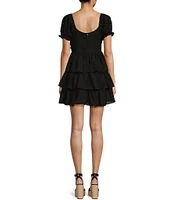 Midnight Doll Sweetheart Emb Lawn Tiered Ruffle Dress