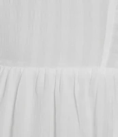 Midnight Doll Textured Check Puff Sleeve With Bow Back Detail Short Dress