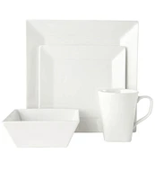 Mikasa Delray White Square 16-Piece Dinnerware Set, Service for 4