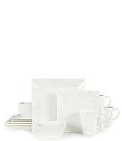 Mikasa Delray White Square 16-Piece Dinnerware Set, Service for 4