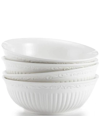 Mikasa 4-Piece Italian Countryside Ridged Floral Stoneware Cereal Bowl Set