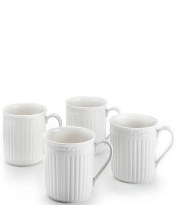 Mikasa 4-Piece Italian Countryside Ridged Floral Stoneware Mug Set