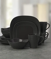 Mikasa Swirl Graphite Square 16-Piece Dinnerware Set