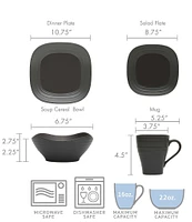 Mikasa Swirl Graphite Square 16-Piece Dinnerware Set