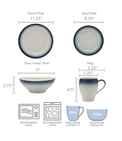 Mikasa Swirl Ombre Blue 16-Piece Dinnerware Set