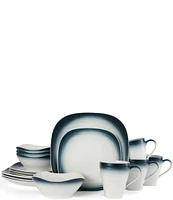 Mikasa Swirl Ombre Blue Square 16-Piece Dinnerware Set