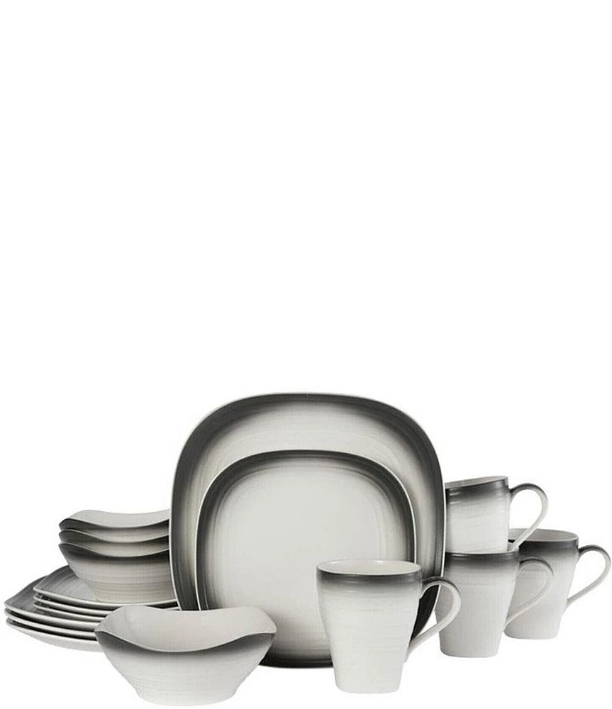 Mikasa Swirl Ombre Graphite Square 16-Piece Dinnerware Set