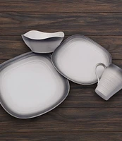 Mikasa Swirl Ombre Graphite Square 16-Piece Dinnerware Set