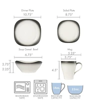 Mikasa Swirl Ombre Graphite Square 16-Piece Dinnerware Set