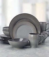 Mikasa Swirl Speckle Graphite 16-Piece Dinnerware Set