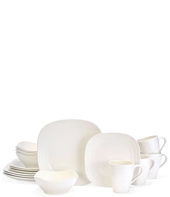 Mikasa Swirl White Square 16-Piece Dinnerware Set