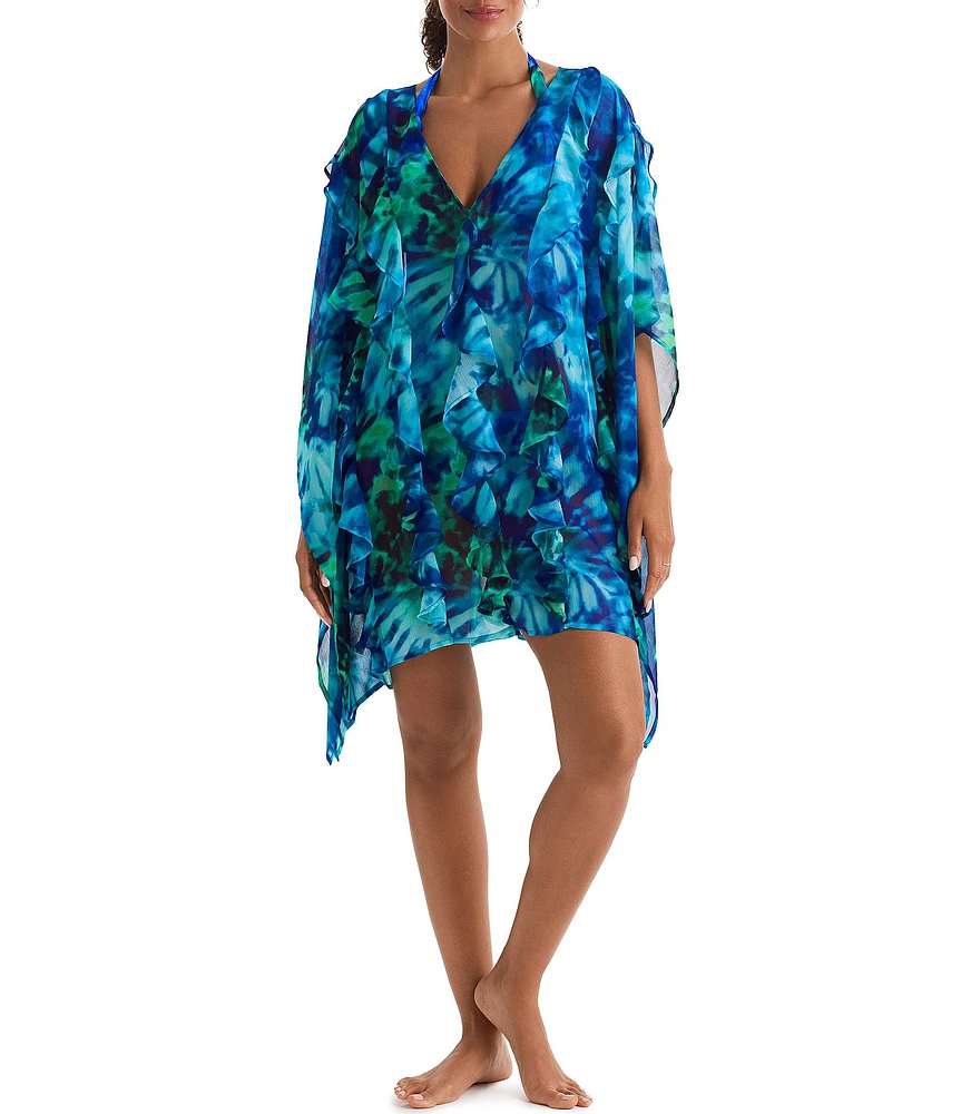 Mimi Flamingo Saltwater Tie Dye Breeze Poncho Swim Cover-Up