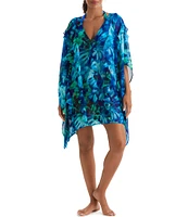Mimi Flamingo Saltwater Tie Dye Breeze Poncho Swim Cover-Up